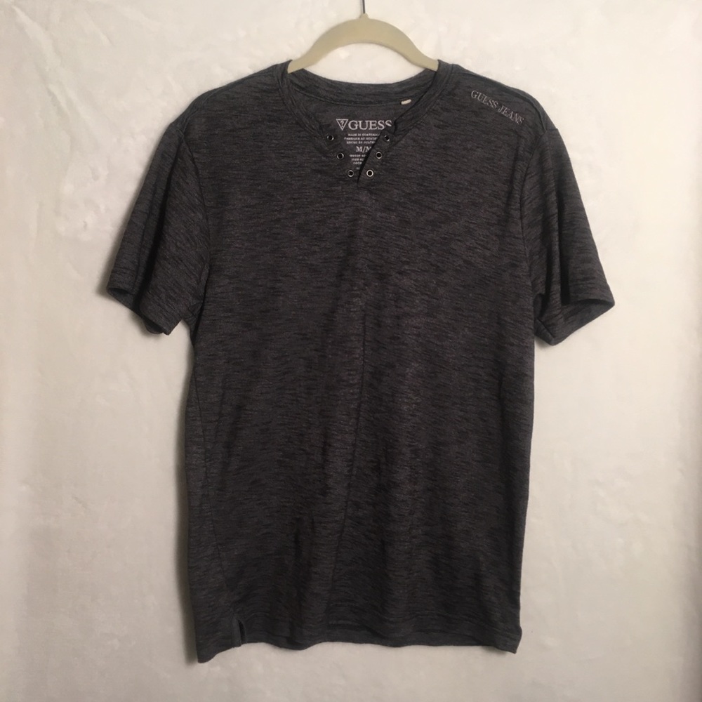Guess Jeans Gray Heathered Tee with Grommet Detail